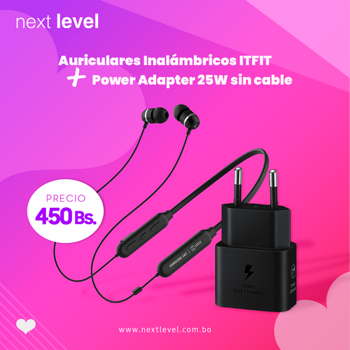 Auriculares inalámbricos ITFIT + Travel Adapter 25W SIN CABLE