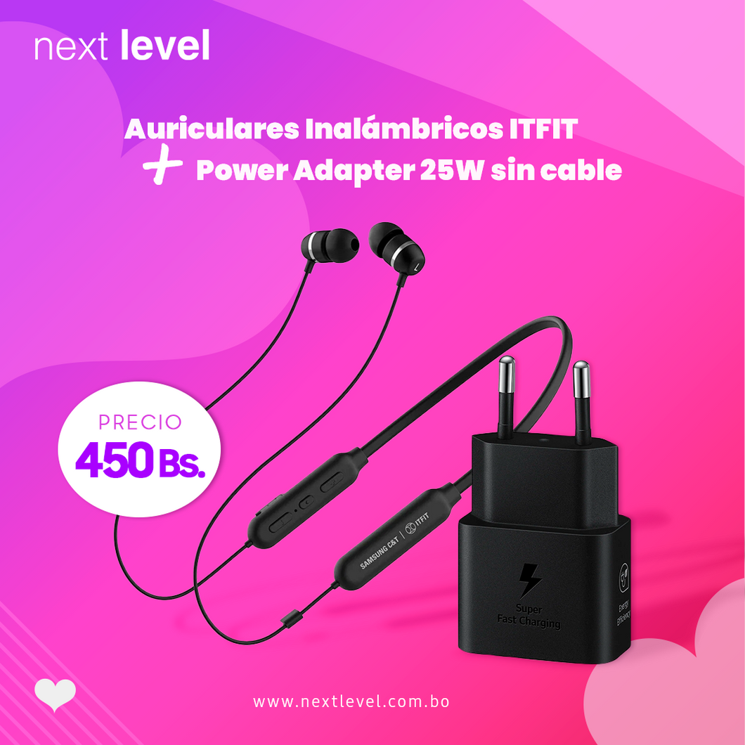 Auriculares inalámbricos ITFIT + Travel Adapter 25W SIN CABLE